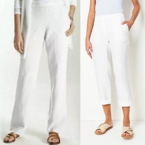 J. Jill Pants - J. Jill White Elastic Waist Wide Leg & Cropped Pants NWT
